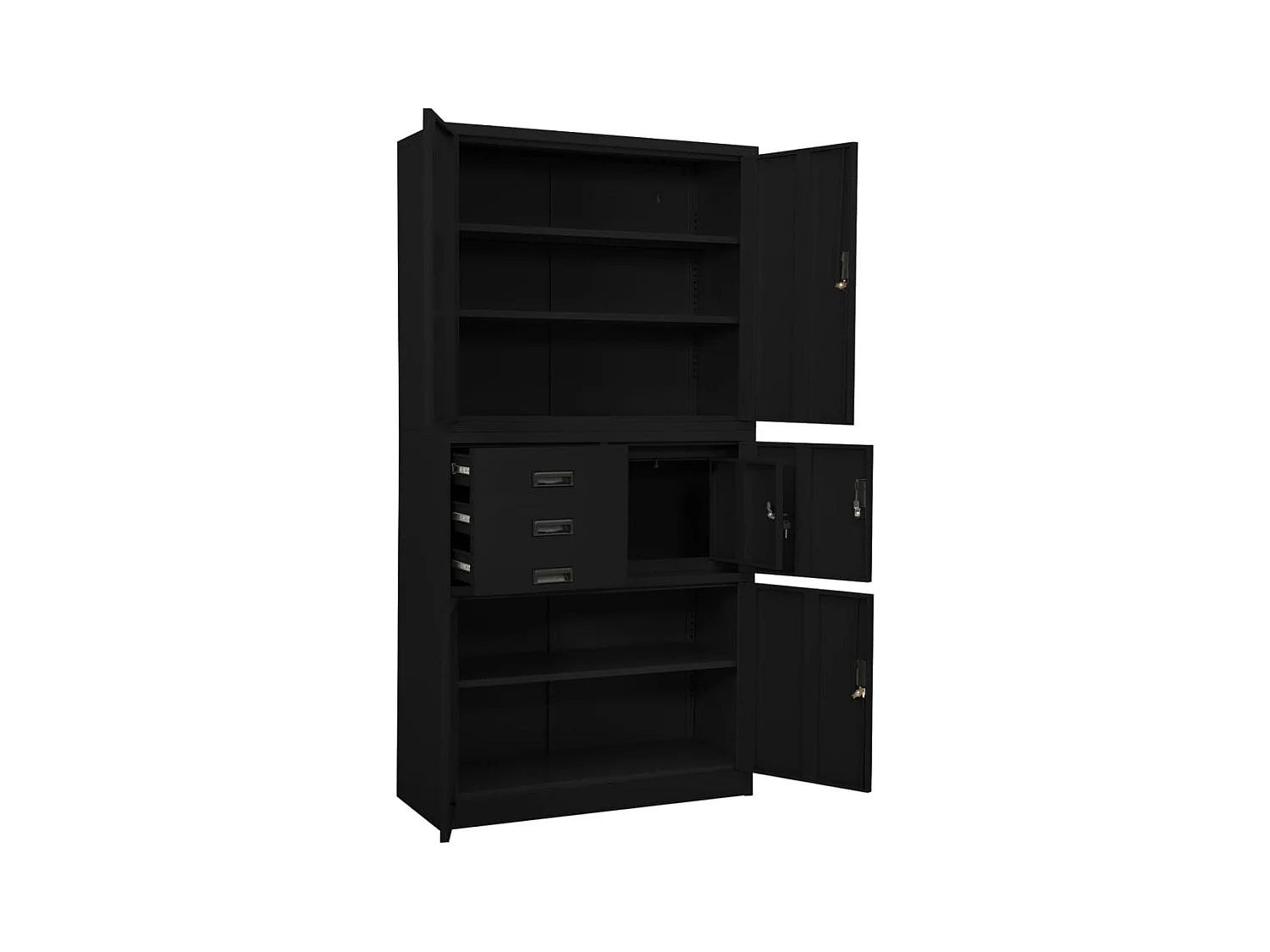 Armário de escritório 90x40x180 cm aço preto PT758162