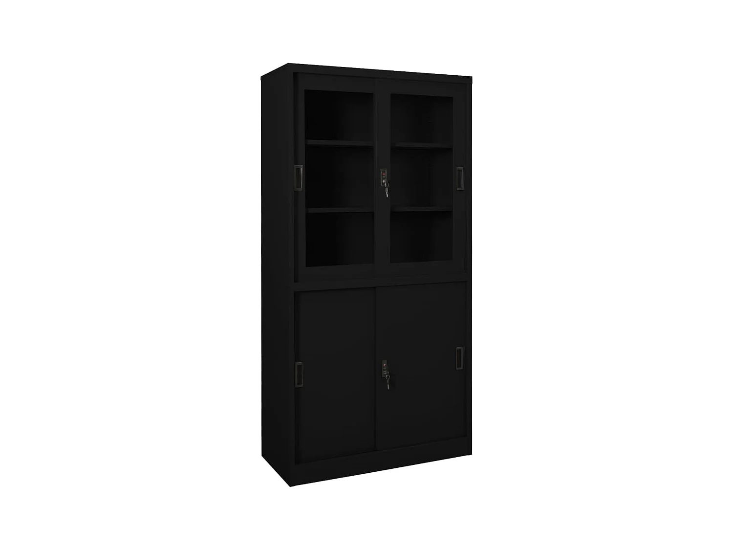 Armoire de bureau avec porte coulissante Noir 90x40x180cm Acier FR73411