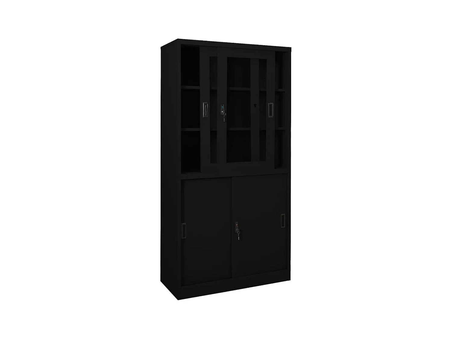 Armoire de bureau avec porte coulissante Noir 90x40x180cm Acier FR73411