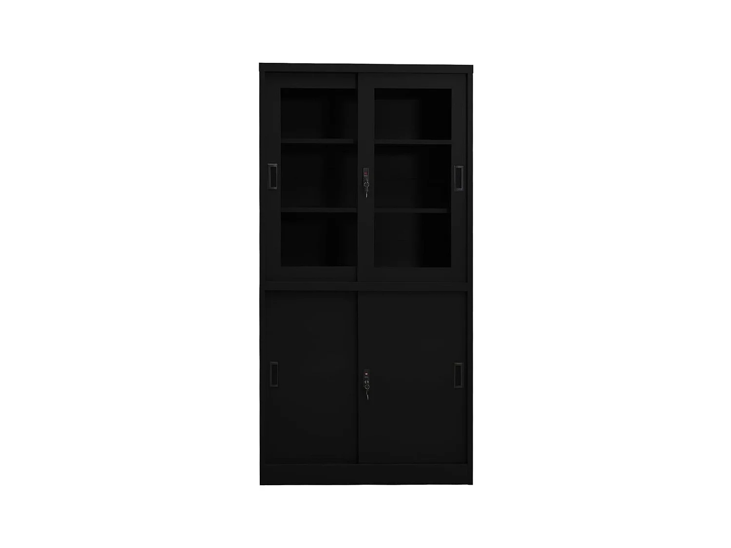 Armoire de bureau avec porte coulissante Noir 90x40x180cm Acier FR73411