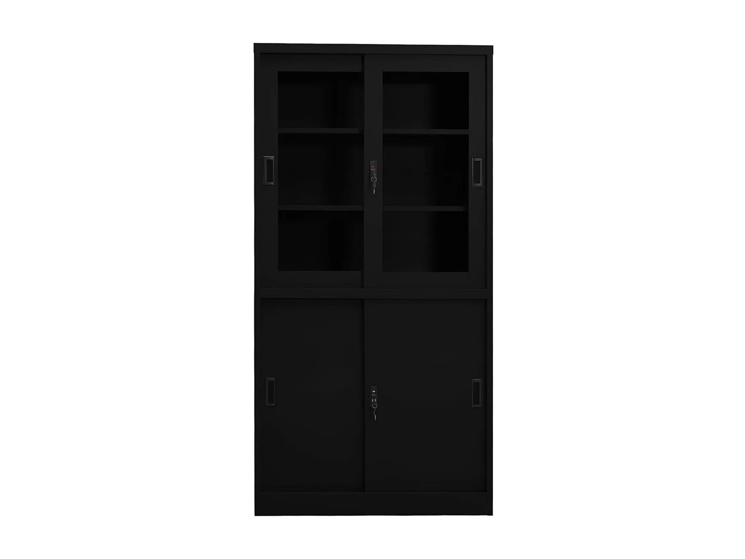 Kantoorkast met schuifdeuren 90x40x180 cm staal zwart BE956890