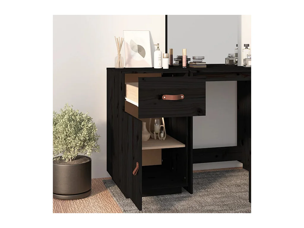 Armoire de bureau Noir 40x50x75 cm Bois massif de pin FR78044