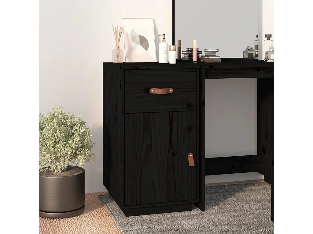 Armoire de bureau Noir 40x50x75 cm Bois massif de pin FR78044