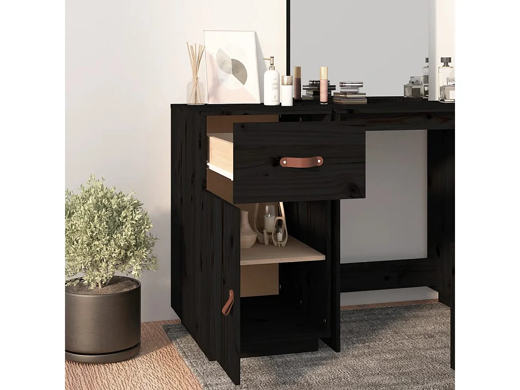 Armoire de bureau Noir 40x50x75 cm Bois massif de pin FR78044