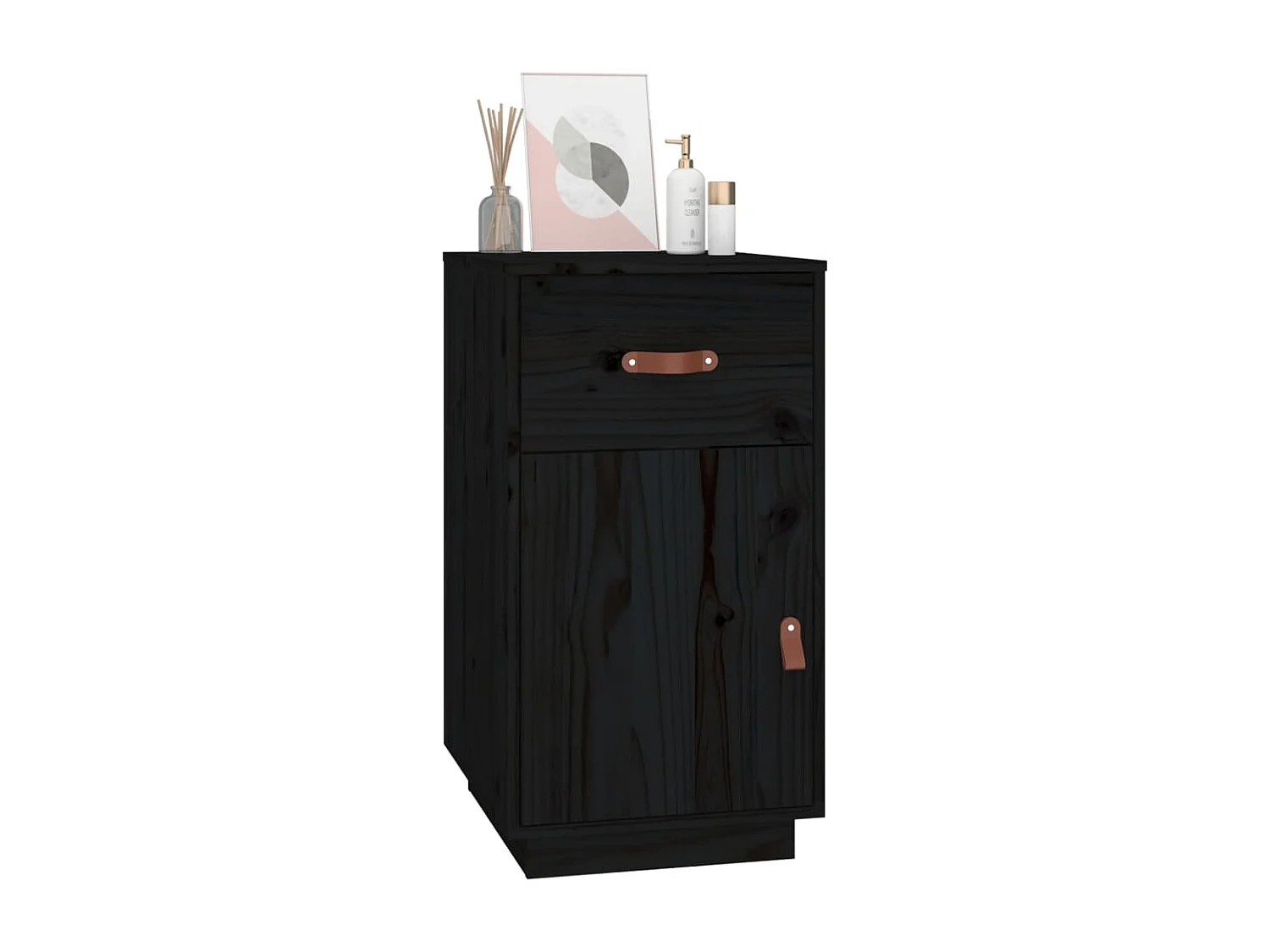 Armoire de bureau Noir 40x50x75 cm Bois massif de pin FR78044