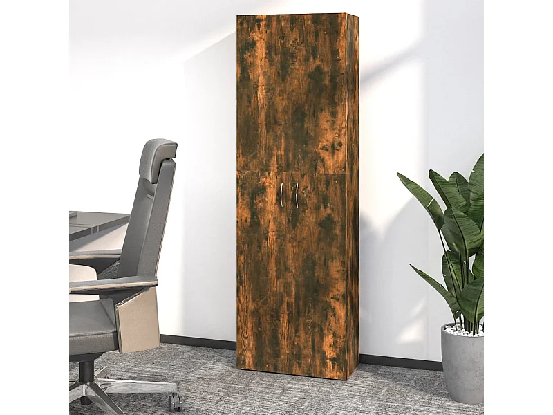 Kantoorkast 60x32x190 cm bewerkt hout gerookt eikenkleurig BE717025