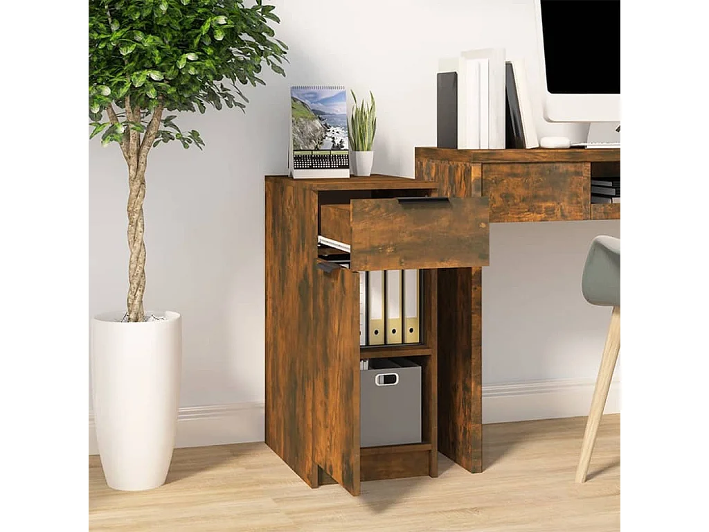 Armoire de bureau Chêne fumé 33,5x50x75 cm Bois d'ingénierie FR47479