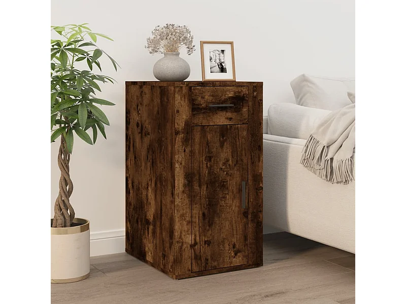 Armoire de bureau Chêne fumé 40x49x75 cm Bois d'ingénierie FR44739
