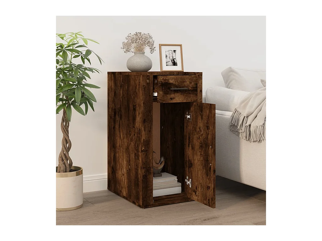 Armoire de bureau Chêne fumé 40x49x75 cm Bois d'ingénierie FR44739