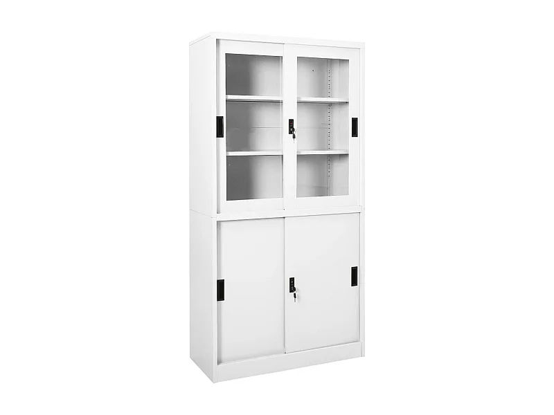 Armoire de bureau et porte coulissante Blanc 90x40x180 cm Acier FR34727