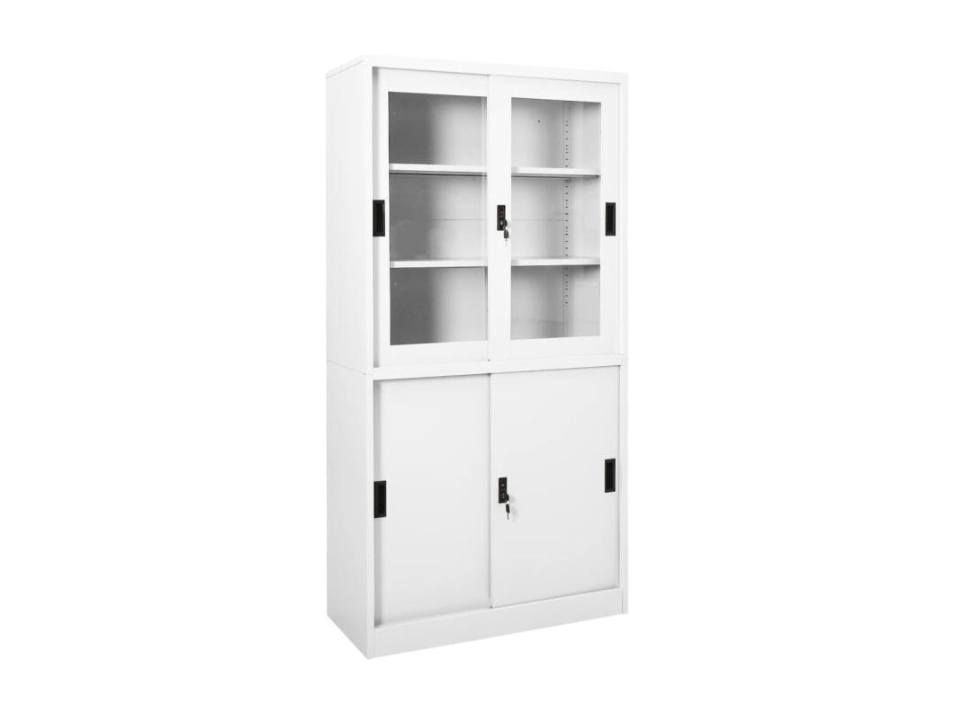 Armário escritório c/ porta deslizante 90x40x180 cm aço branco PT620751