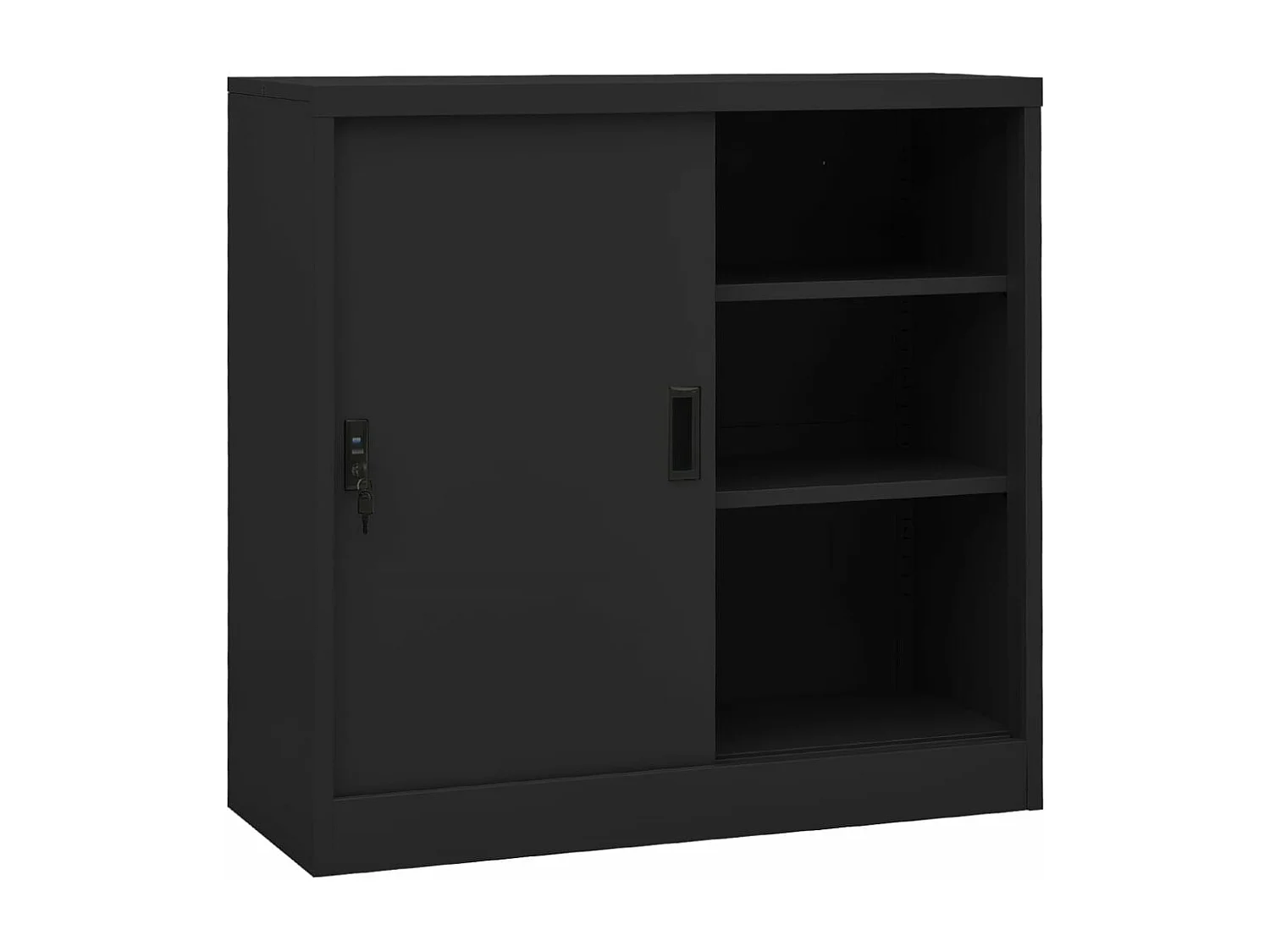 Armoire de bureau porte coulissante Anthracite 90x40x90cm Acier FR79916