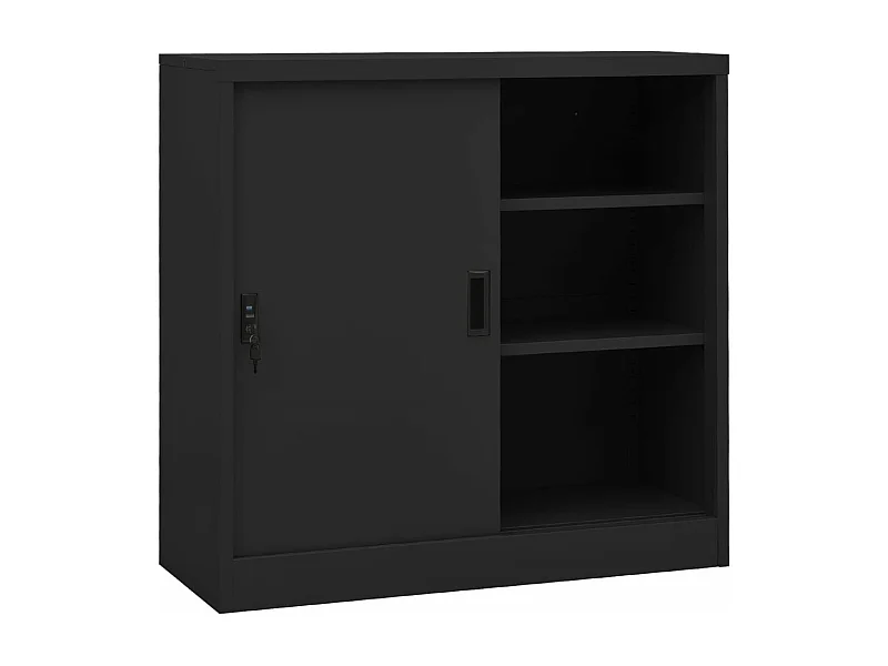 Armoire de bureau porte coulissante Anthracite 90x40x90cm Acier FR79916