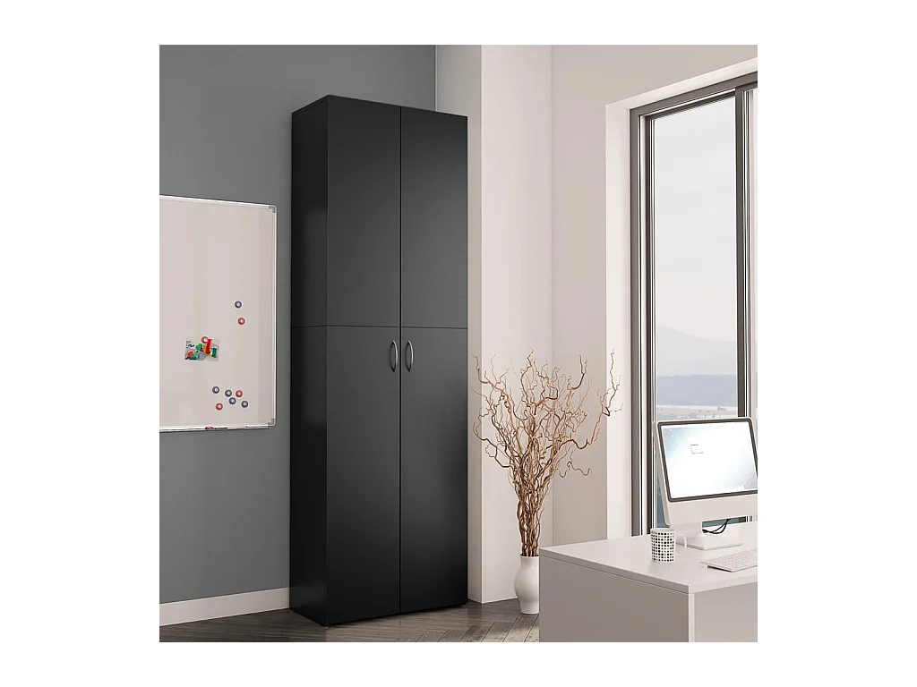 Armoire de bureau Noir 60x32x190 cm Bois d'ingénierie FR15998