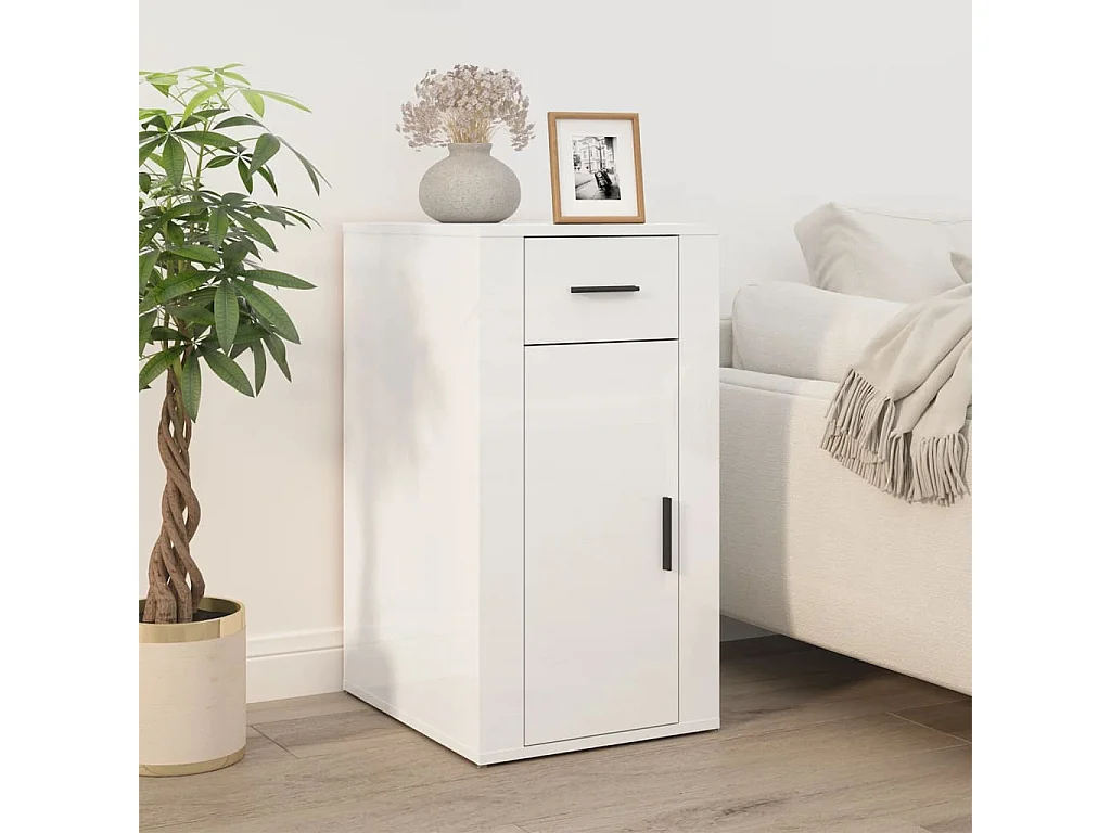 Armoire de bureau Blanc brillant 40x49x75 cm Bois d'ingénierie FR72506