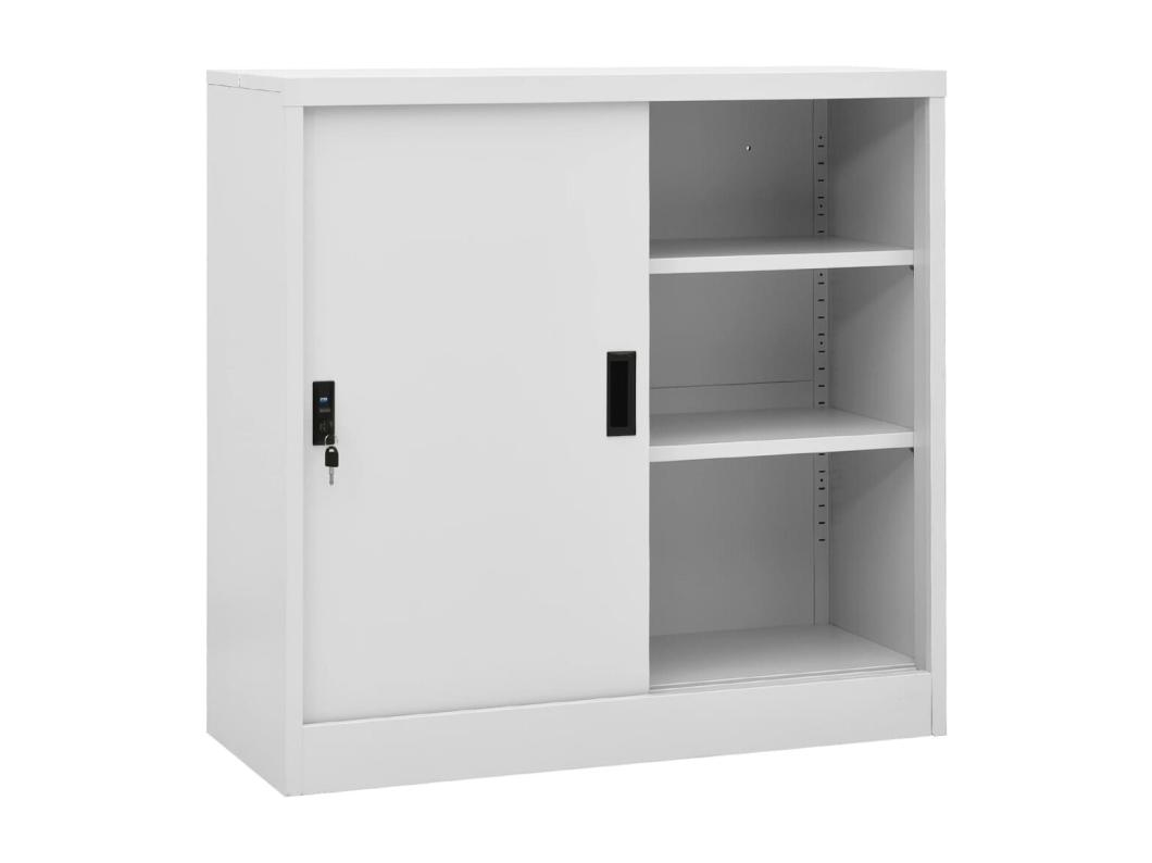 Armário escritório porta deslizante 90x40x90 cm aço cinza-claro PT873301
