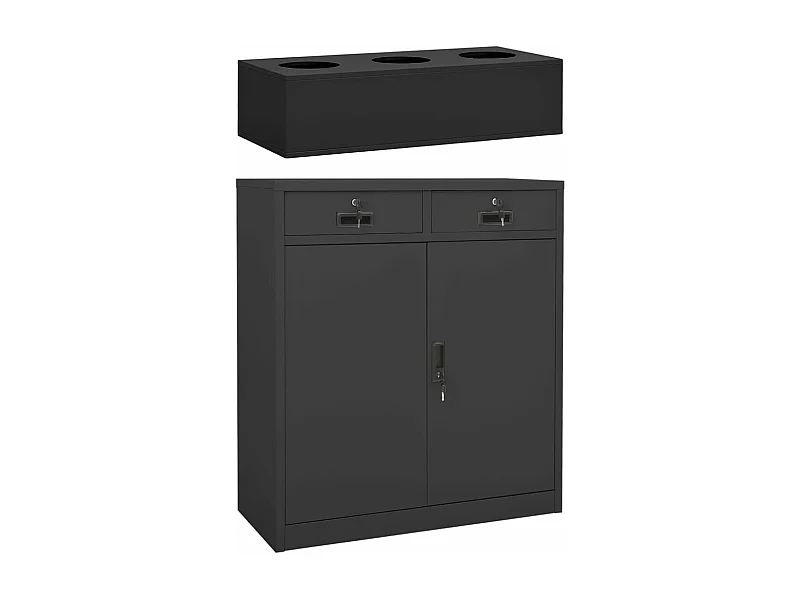 Armoire de bureau et jardinière Anthracite 90x40x125 cm Acier FR92344