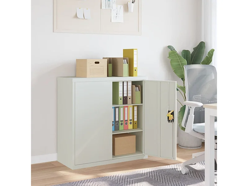 Armário de escritório com 2 portas 90 cm aço cinzento PT539735