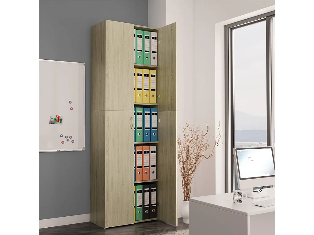 Armoire de bureau Chêne sonoma 60x32x190 cm Bois d'ingénierie FR11381