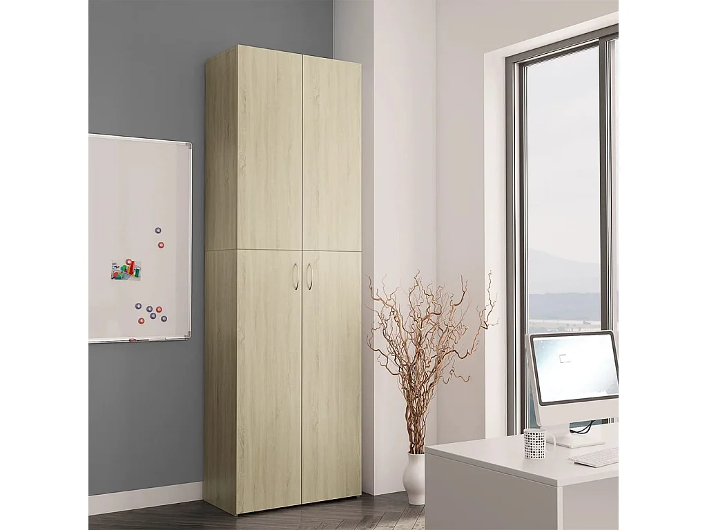 Armoire de bureau Chêne sonoma 60x32x190 cm Bois d'ingénierie FR11381