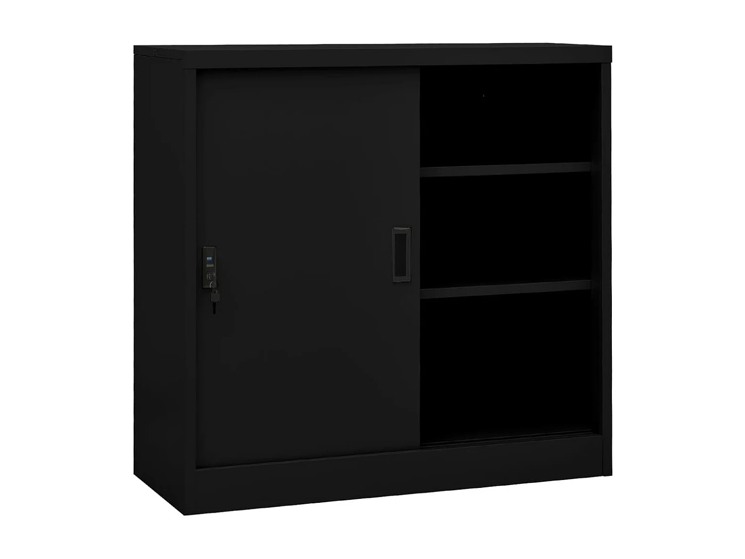 Armoire de bureau avec porte coulissante Noir 90x40x90 cm Acier FR46373