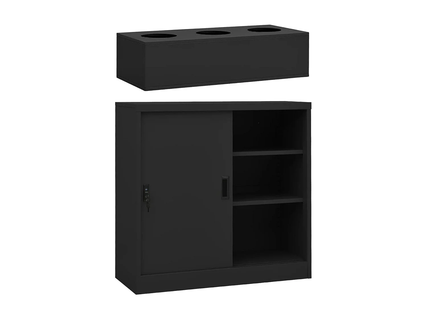 Armoire à portes coulissantes avec jardinière Anthracite Acier FR88660