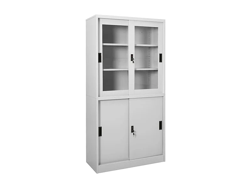 Armario oficina puerta corredera acero gris claro 90x40x180 cm ES239956