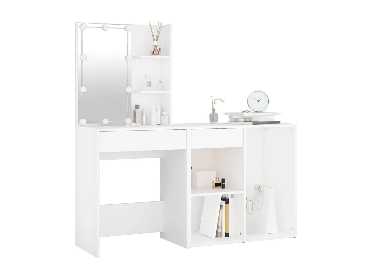 Coiffeuse à LED avec armoire Blanc Bois d'ingénierie FR61902