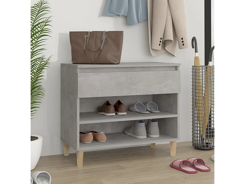 Meuble à chaussures Gris béton 70x36x60 cm Bois d'ingénierie FR21925