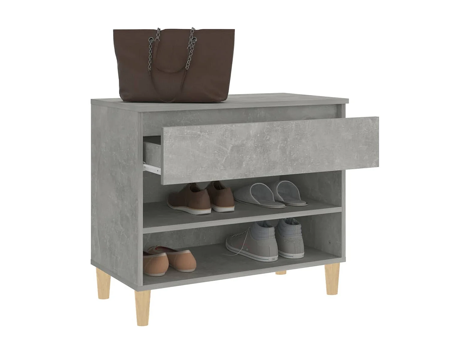 Meuble à chaussures Gris béton 70x36x60 cm Bois d'ingénierie FR21925