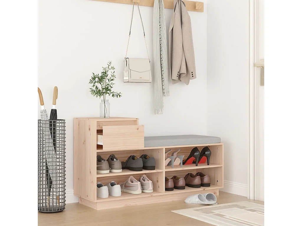 Meuble à chaussures 110x34x61 cm Bois de pin massif FR97402