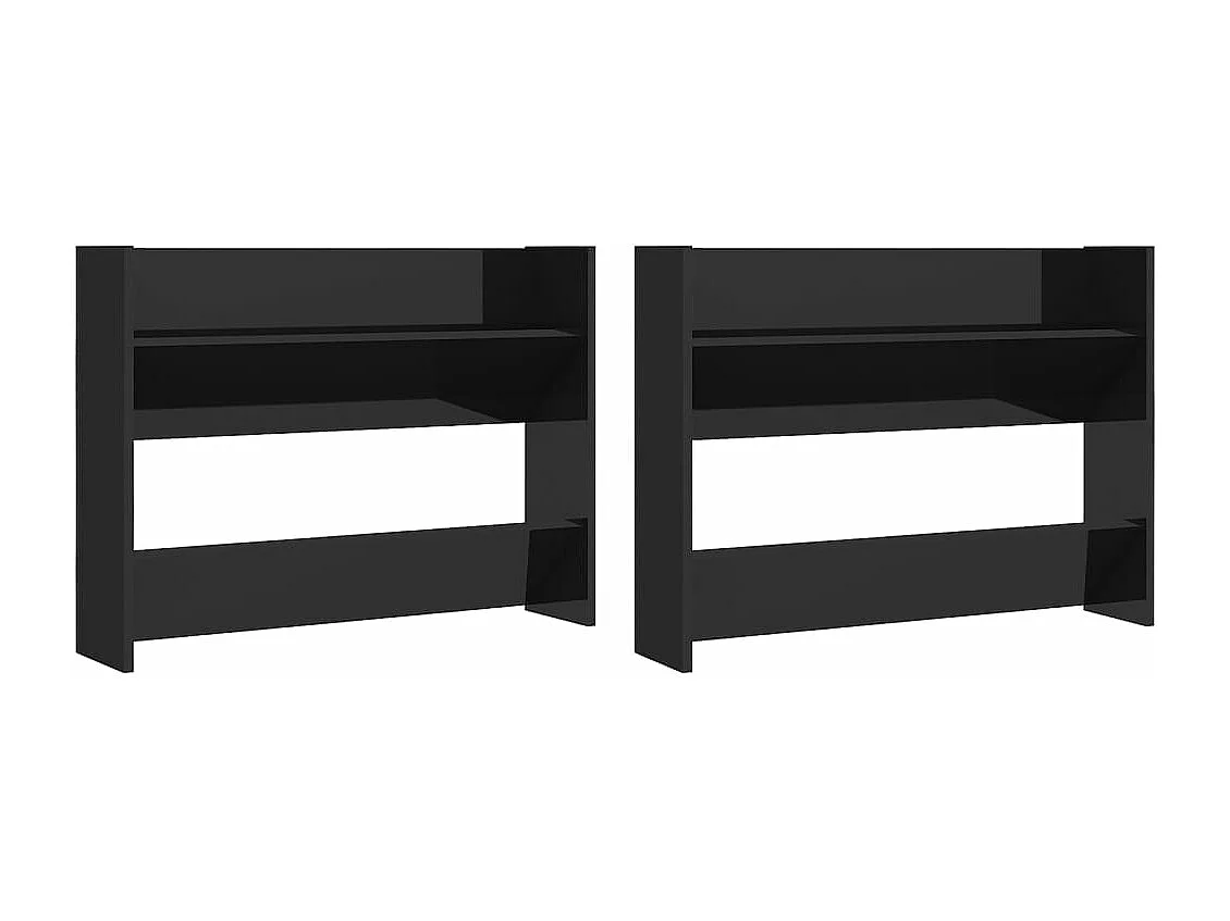 Meubles à chaussures murales 2 pcs blanc brillant 80x18x60 cm FR95791