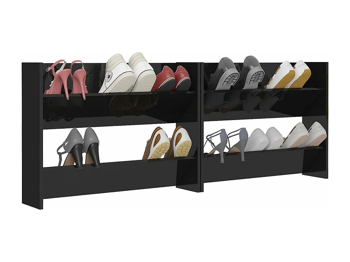 Meubles à chaussures murales 2 pcs blanc brillant 80x18x60 cm FR95791