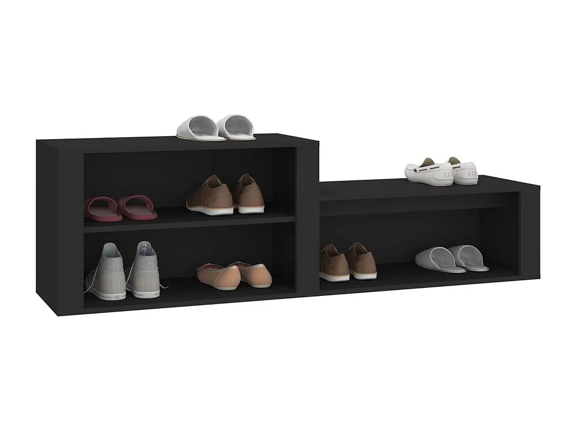 Mueble zapatero madera contrachapada negro 150x35x45 cm ES956765