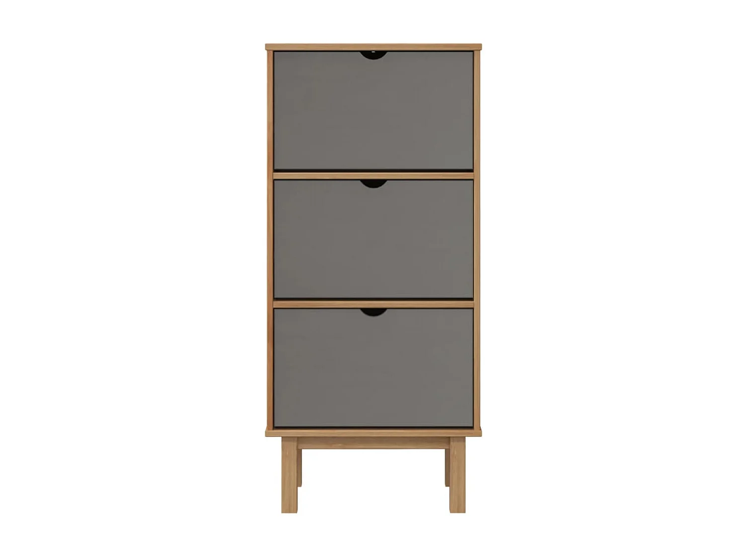 Meuble à chaussures OTTA et 3 tiroirs Marron et gris Bois pin FR75483