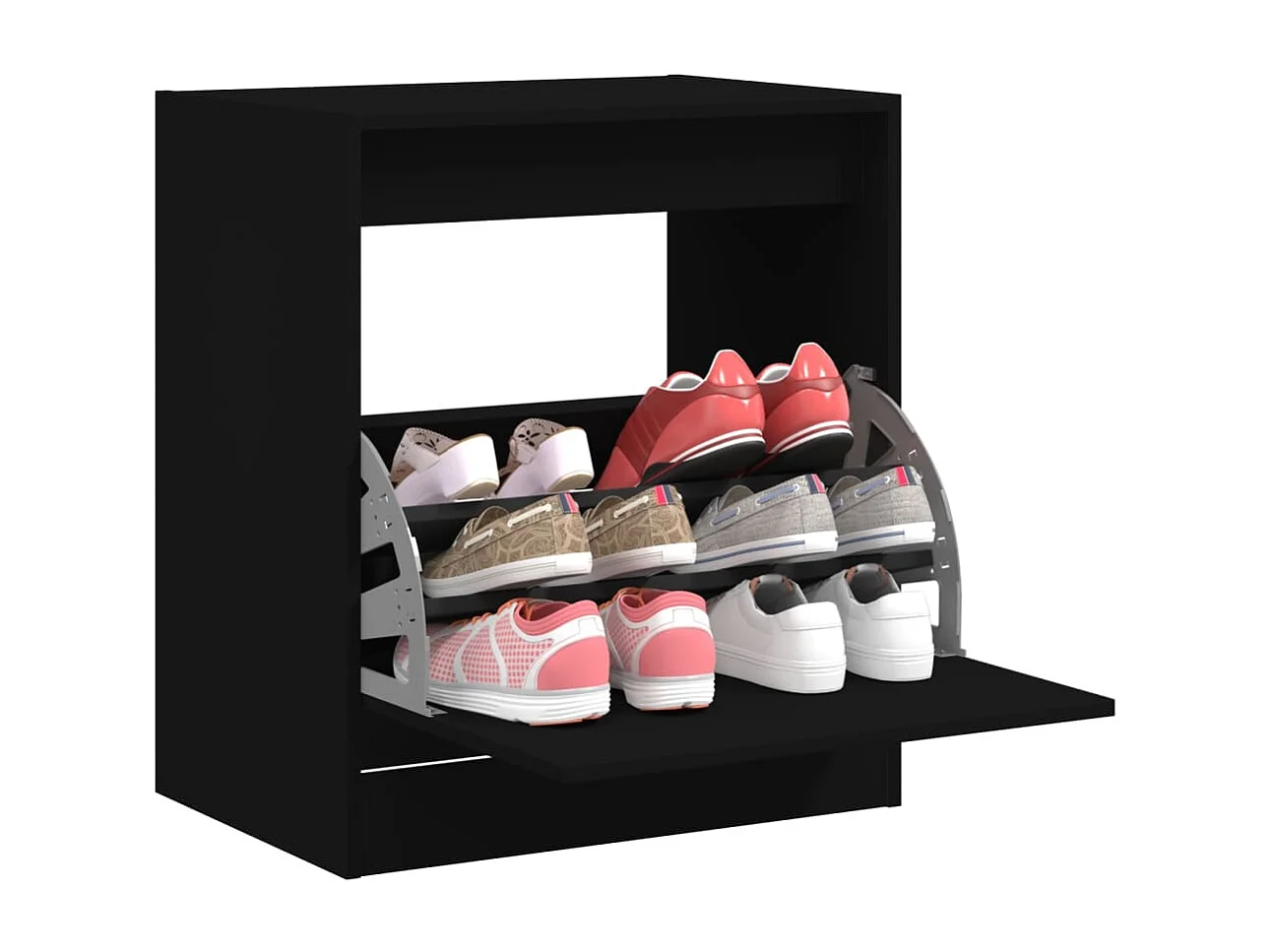 Meuble à chaussures noir 60x42x69 cm bois d'ingénierie FR94479