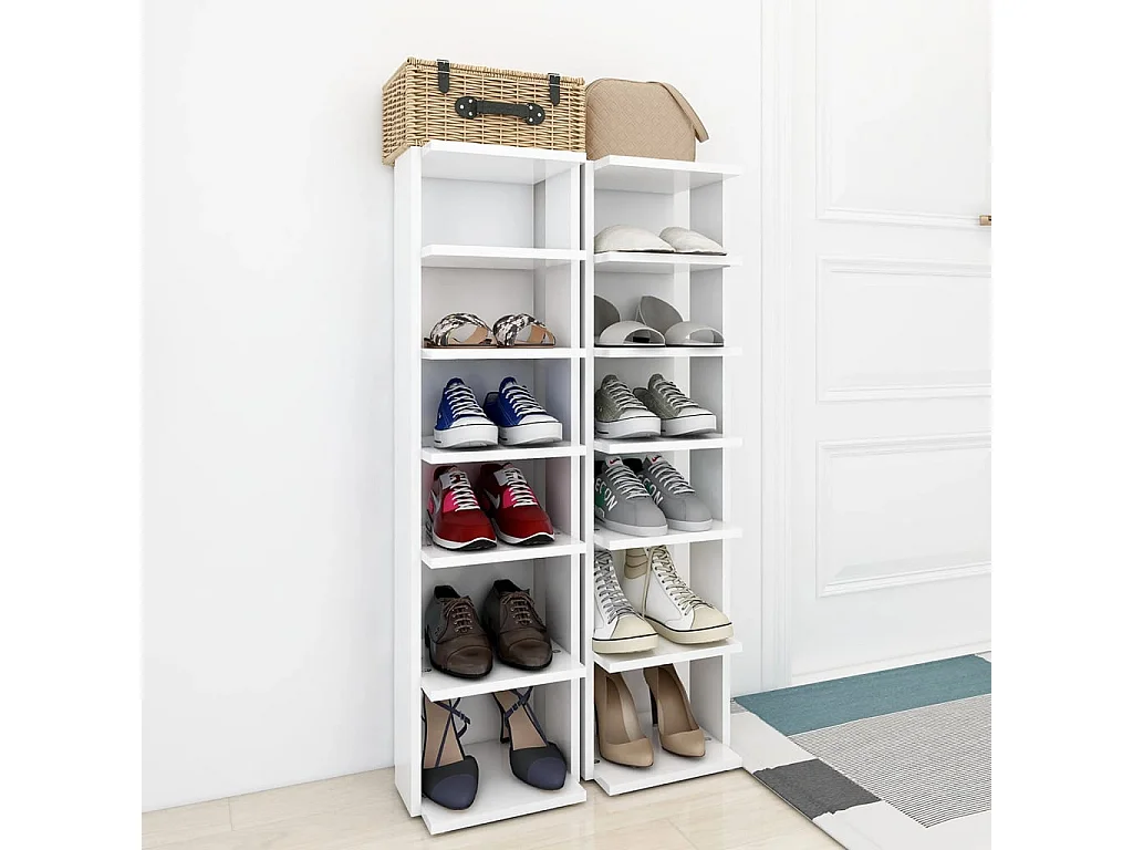 Meubles à chaussures 2 pcs Blanc 27,5x27x102cm bois ingénierie FR10634