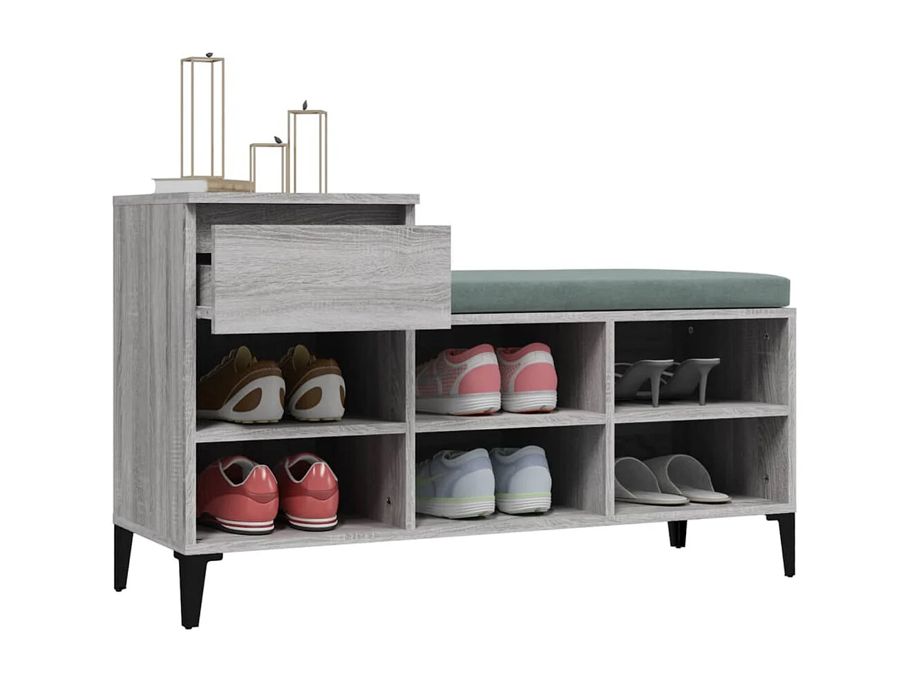 Meuble à chaussures Sonoma gris 102x36x60 cm Bois d'ingénierie FR43856