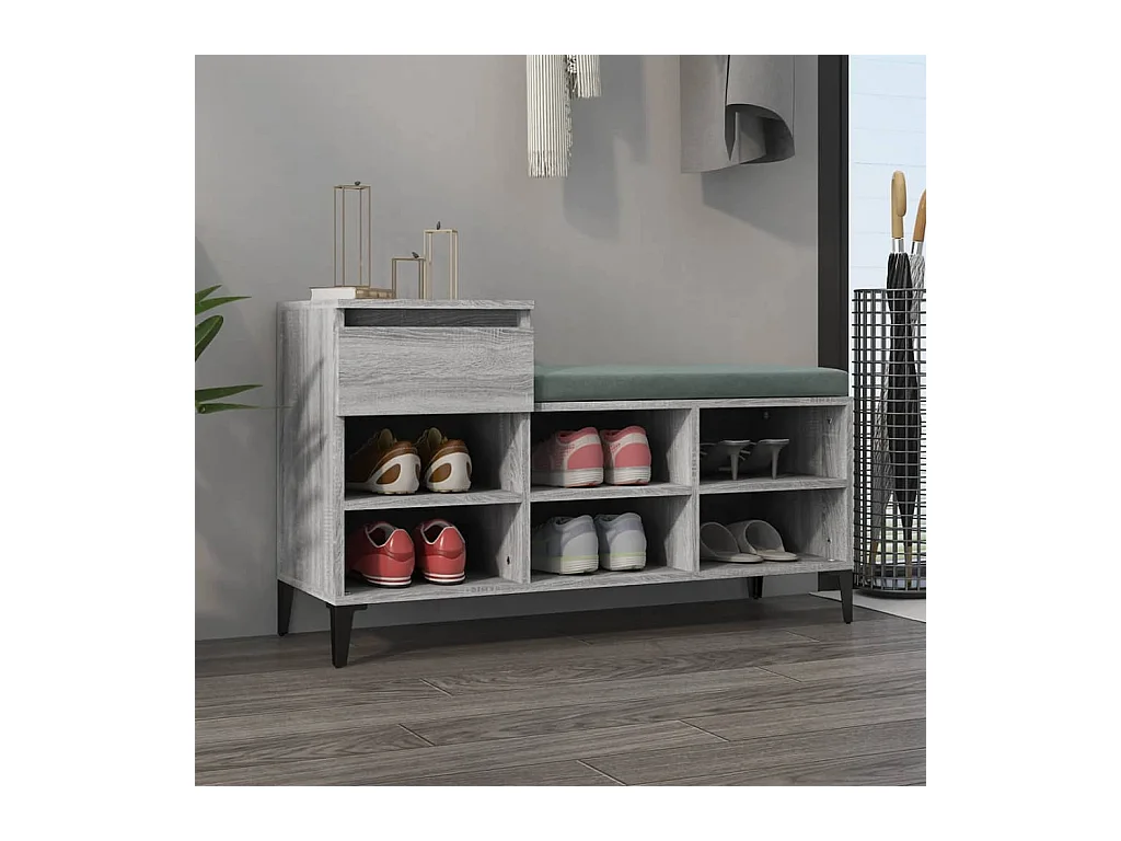 Meuble à chaussures Sonoma gris 102x36x60 cm Bois d'ingénierie FR43856
