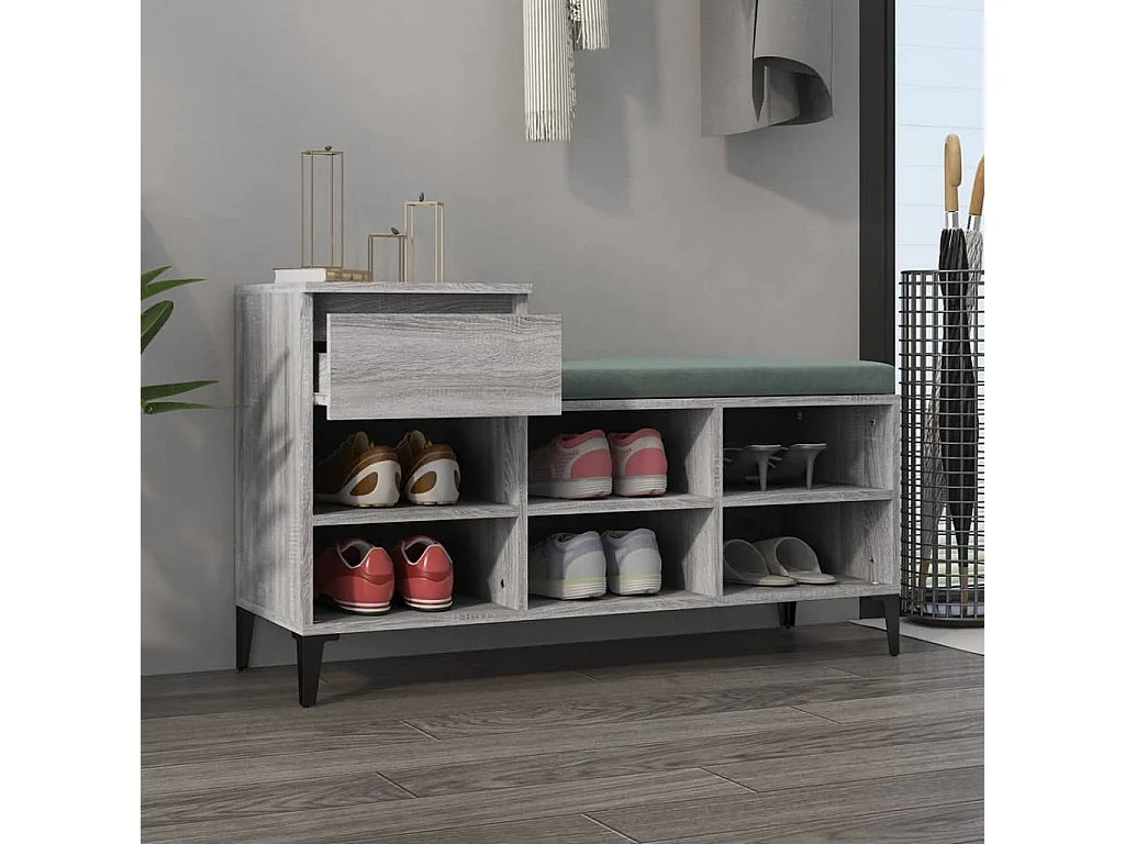 Meuble à chaussures Sonoma gris 102x36x60 cm Bois d'ingénierie FR43856