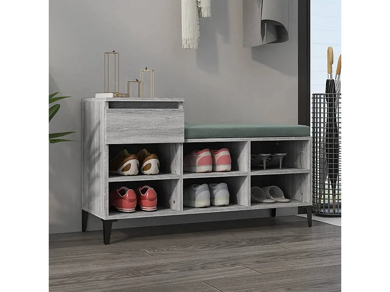 Meuble à chaussures Sonoma gris 102x36x60 cm Bois d'ingénierie FR43856
