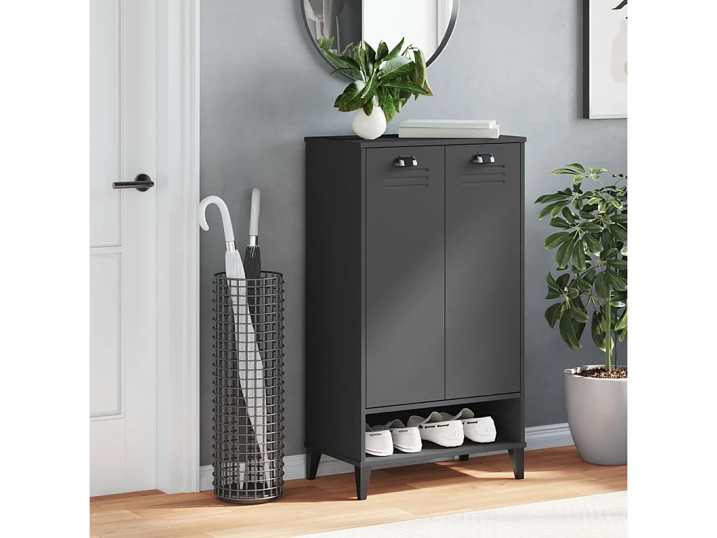 Mueble zapatero VIKEN madera de ingeniería gris antracita ES417729