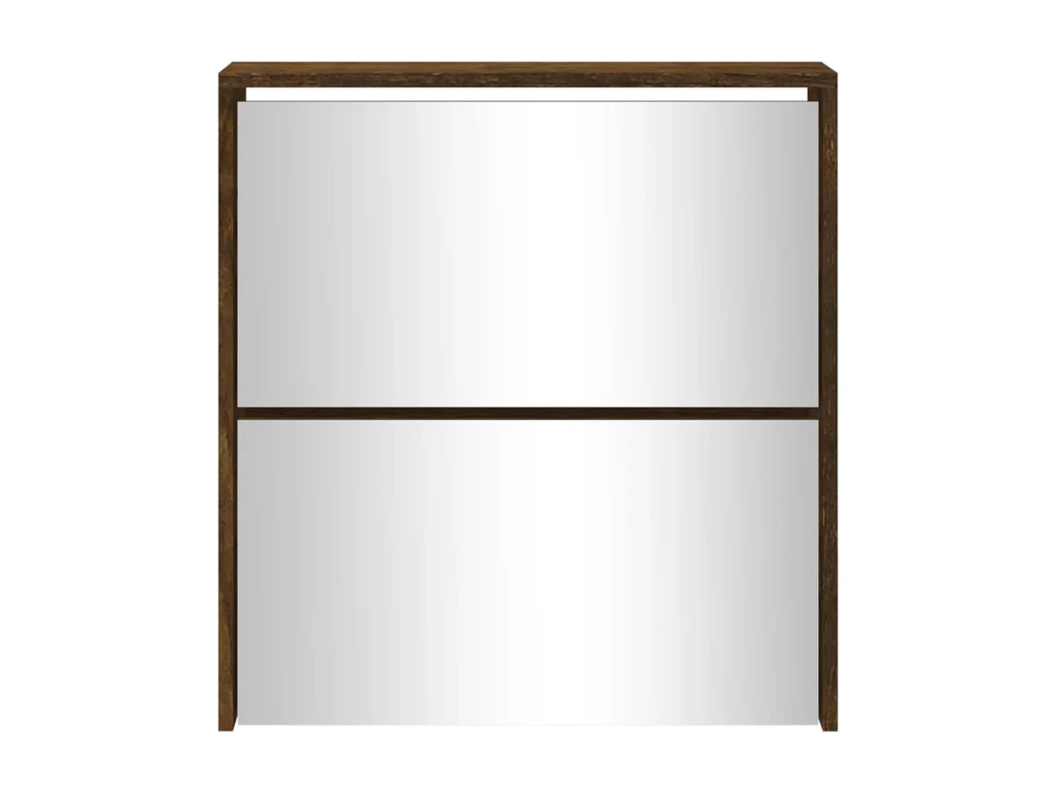 Mueble zapatero con espejo 2 niveles roble ahumado 63x17x67 cm ES249212