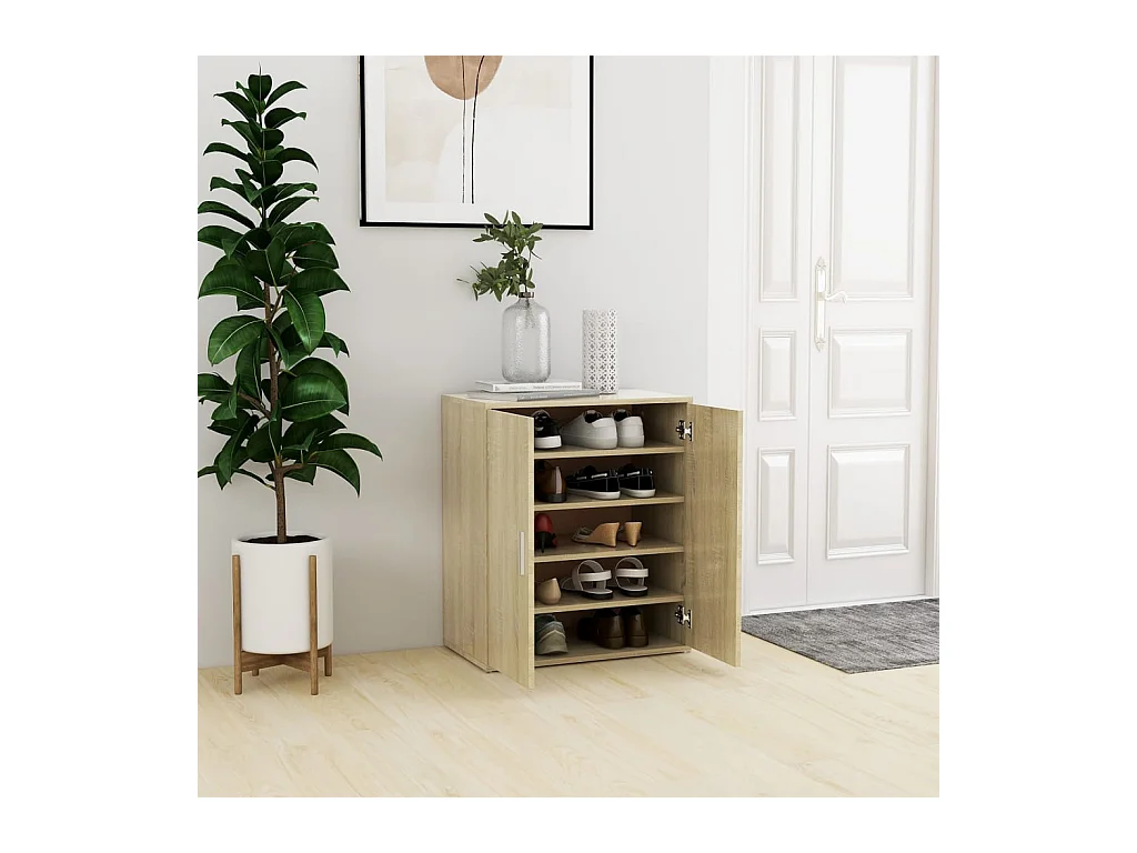 Meuble à chaussures Chêne sonoma 60x35x70 cm Bois d’ingénierie FR55947