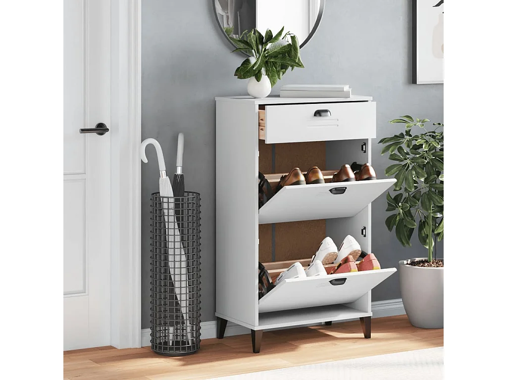 Meuble à chaussures VIKEN blanc bois d'ingénierie FR78394