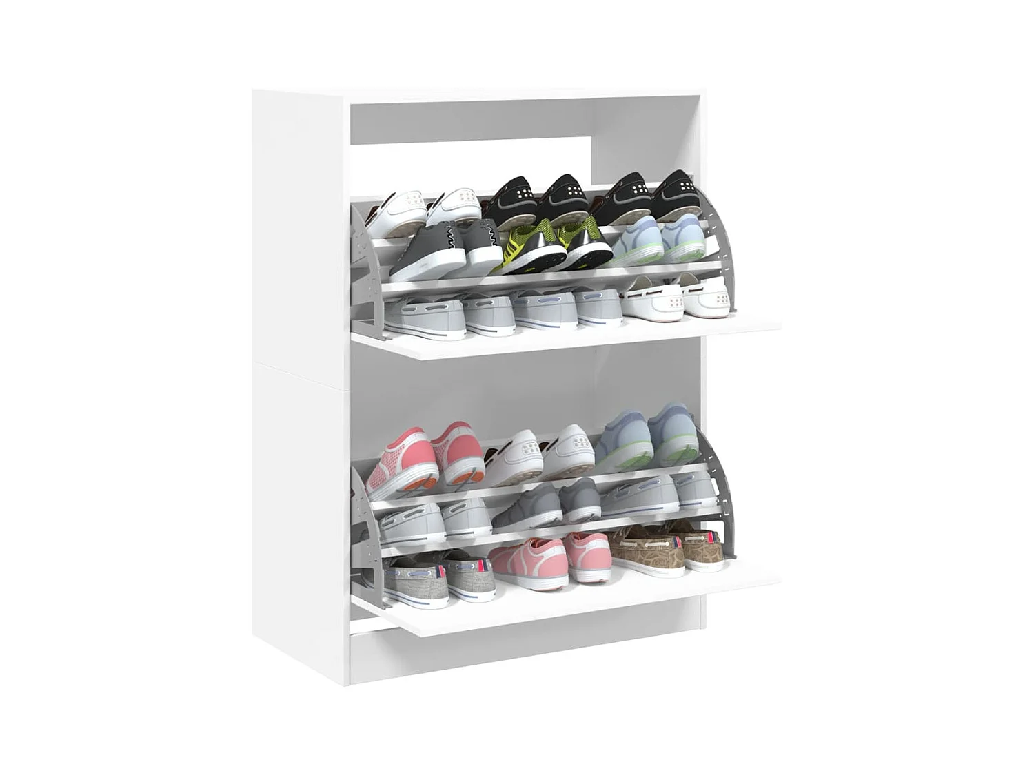 Meuble à chaussures 2 tiroirs rabattables blanc 80x42x108 cm FR45253