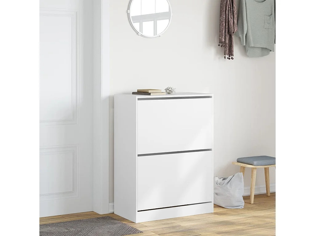 Mueble zapatero con 2 cajones abatibles blanco 80x42x108 cm ES785106