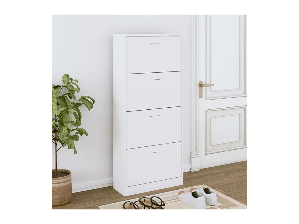 Meuble à chaussures Blanc 63x24x147 cm Bois d'ingénierie FR47899