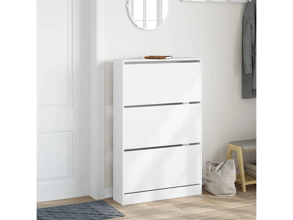 Meuble à chaussures blanc 80x21x125,5 cm bois d'ingénierie FR29250