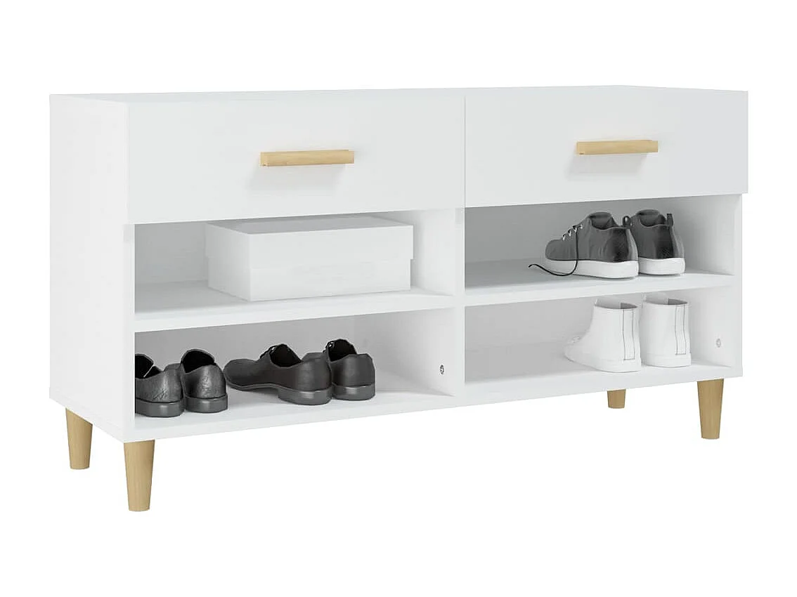 Meuble à chaussures Blanc 102x35x55 cm Bois d'ingénierie FR89732